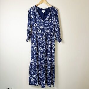 Evereve Navy Floral Maxi Dress – Size XS